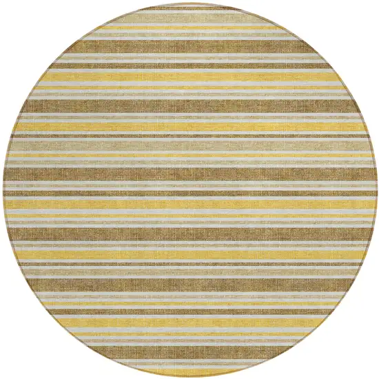 Brown and Orange Round Striped Washable Non Skid Indoor Outdoor Area Rug Photo 2
