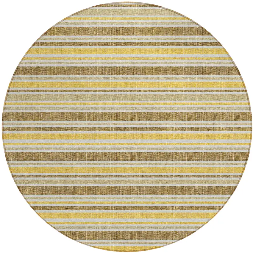 Brown and Orange Round Striped Washable Non Skid Indoor Outdoor Area Rug Photo 2