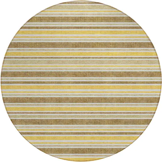 Brown and Orange Round Striped Washable Non Skid Indoor Outdoor Area Rug Photo 2