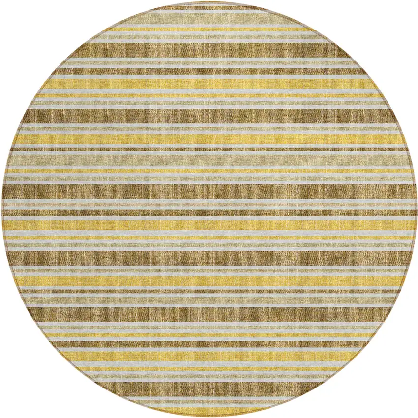 Brown and Orange Round Striped Washable Non Skid Indoor Outdoor Area Rug Photo 2