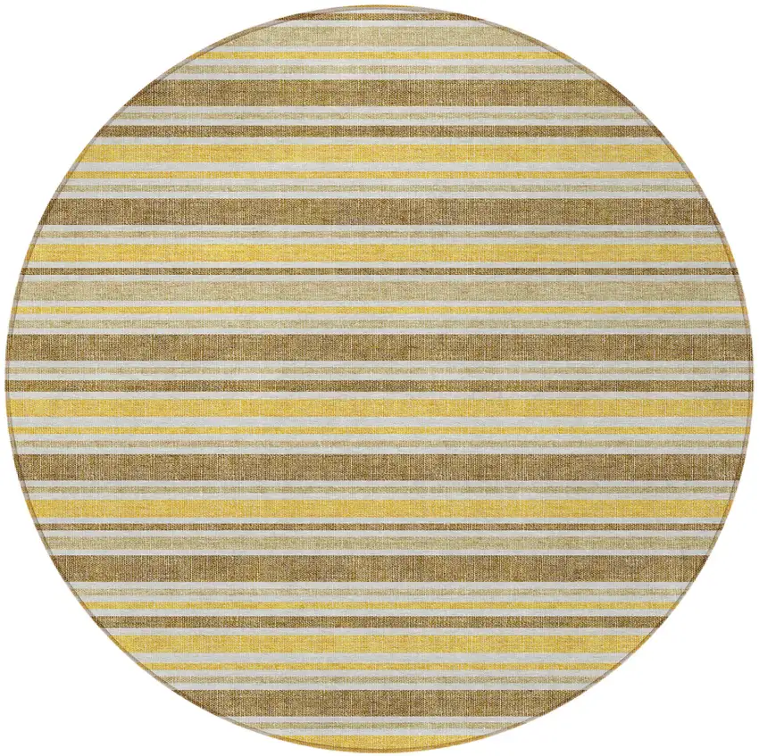 Brown and Orange Round Striped Washable Non Skid Indoor Outdoor Area Rug Photo 5