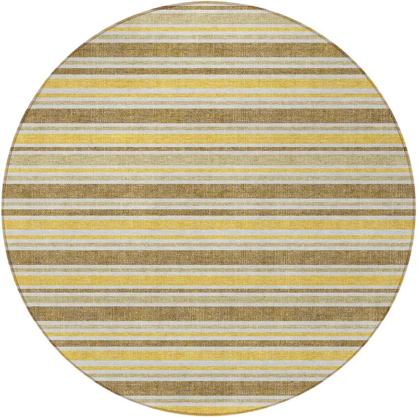 Brown and Orange Round Striped Washable Non Skid Indoor Outdoor Area Rug Photo 5