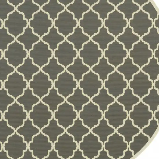 8' Round Charcoal Round Geometric Stain Resistant Indoor Outdoor Area Rug Photo 3