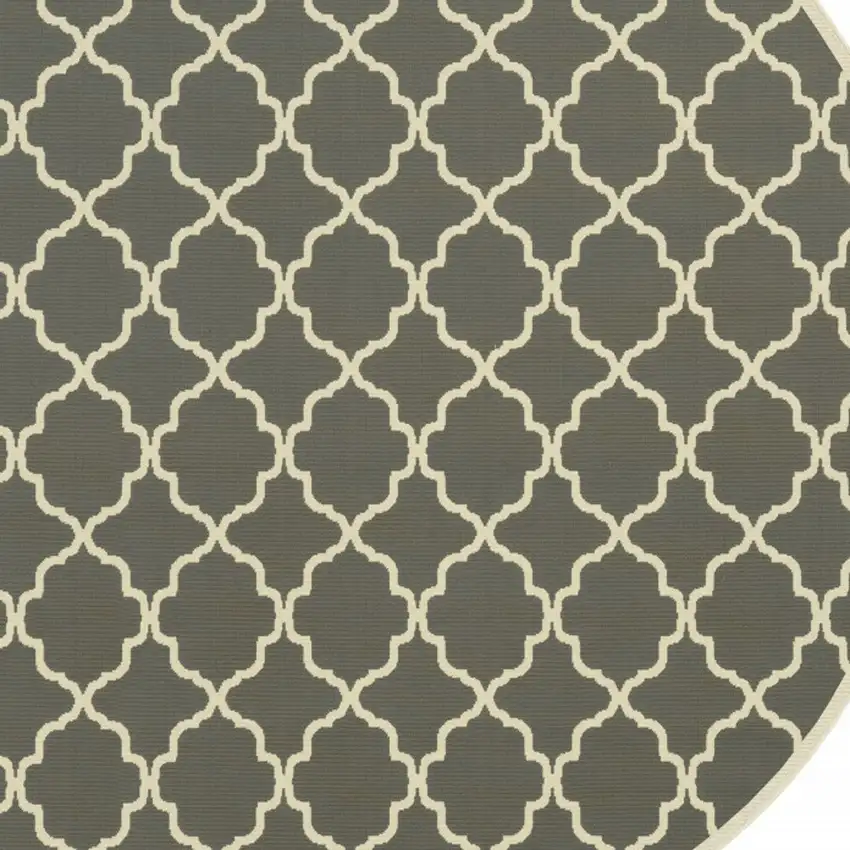 8' Round Charcoal Round Geometric Stain Resistant Indoor Outdoor Area Rug Photo 3
