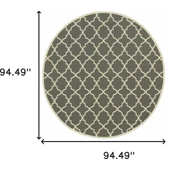 8' Round Charcoal Round Geometric Stain Resistant Indoor Outdoor Area Rug Photo 4
