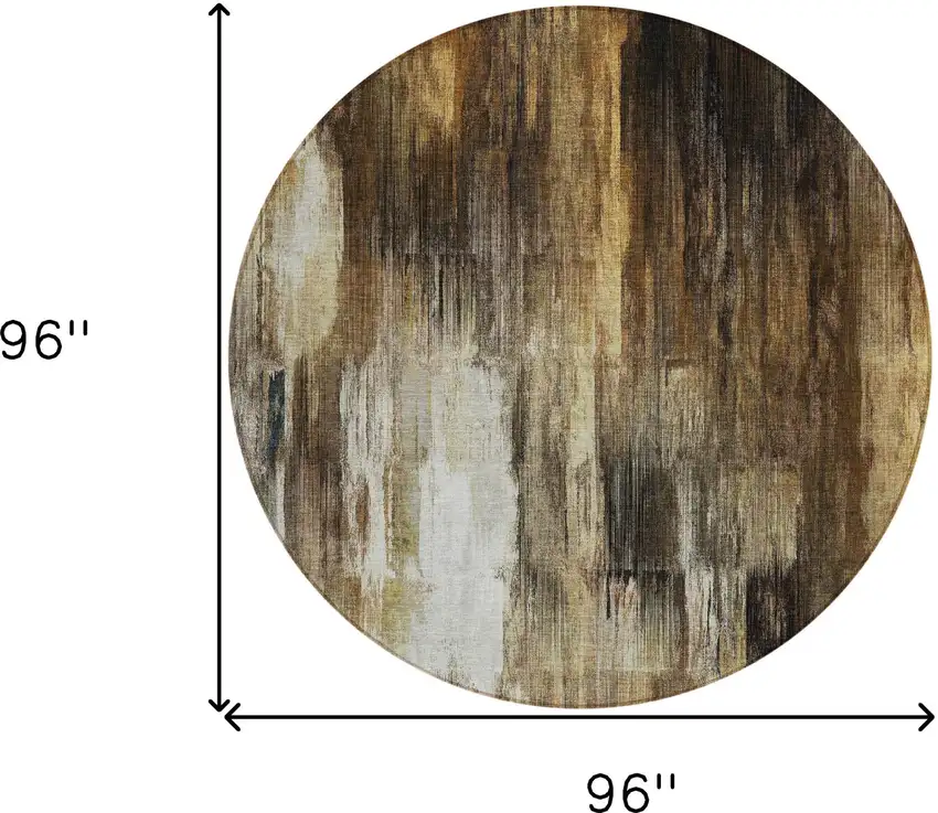 8' Round Chocolate Round Abstract Washable Non Skid Indoor Outdoor Area Rug Photo 3