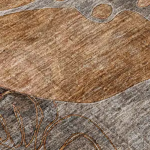 Photo of 8' Round Chocolate Terracotta and Ivory Round Floral Washable Non Skid Indoor Outdoor Area Rug