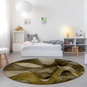 Photo of 8' Round Coffee Round Abstract Washable Non Skid Indoor Outdoor Area Rug