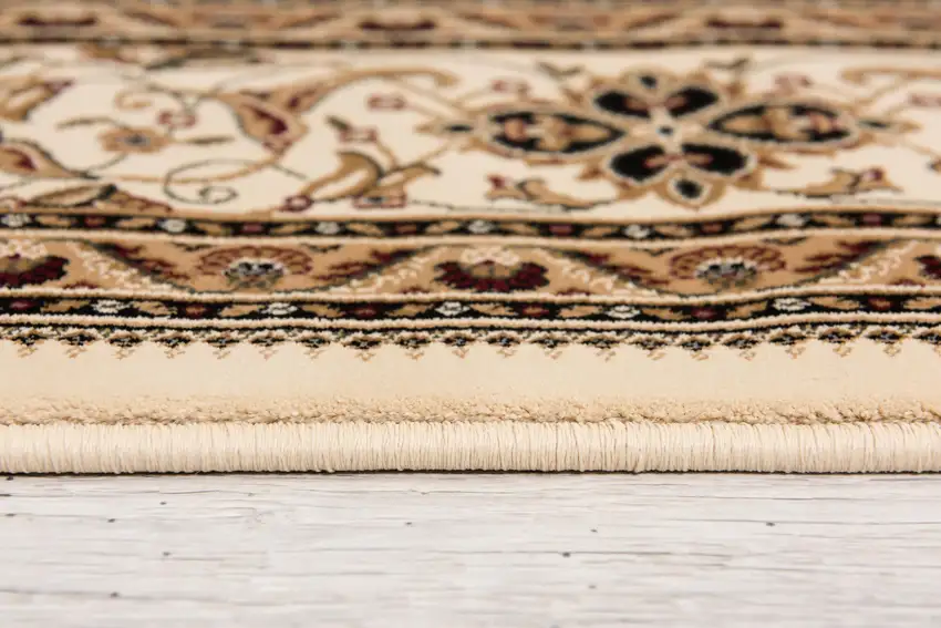 5' Round Cream Floral Medallion Area Rug Photo 9