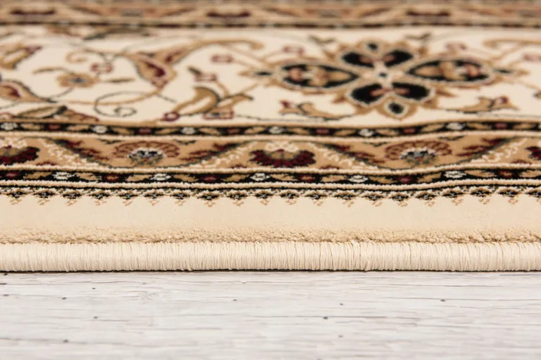 5' Round Cream Floral Medallion Area Rug Photo 1