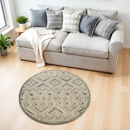 Cream Modern Geometric Area Rug Photo 1
