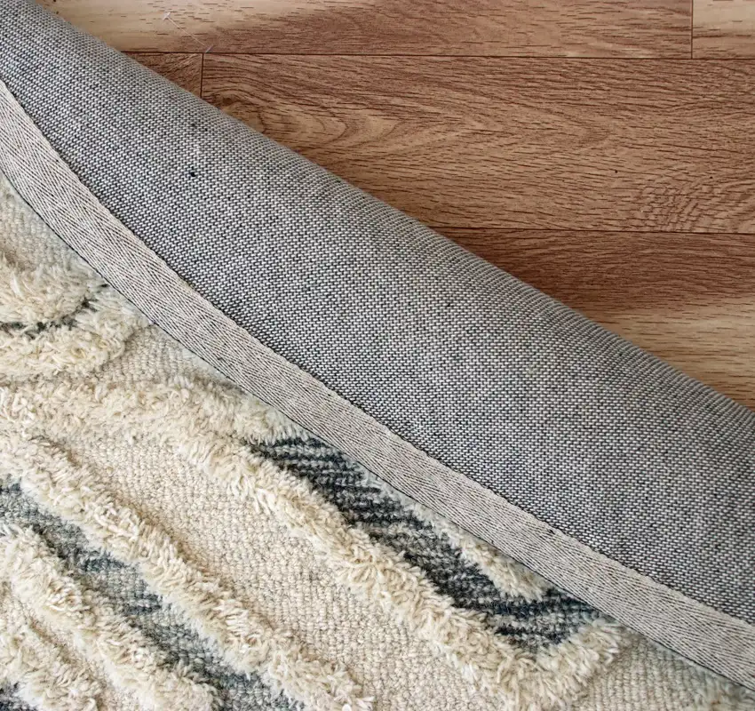 6' Round Cream Modern Geometric Area Rug Photo 3