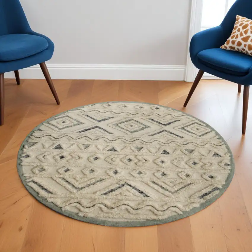 Cream Modern Geometric Area Rug Photo 1