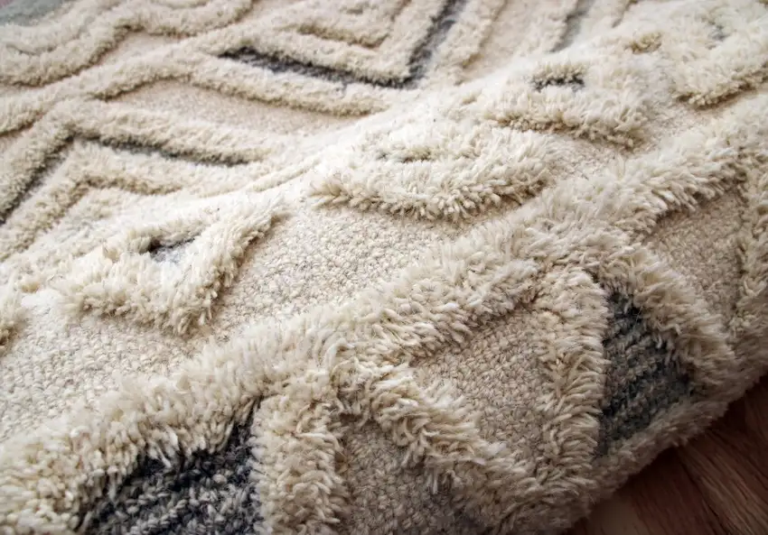 6' Round Cream Modern Geometric Area Rug Photo 6