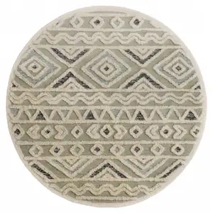 Photo of 4' Round Cream Modern Geometric Area Rug