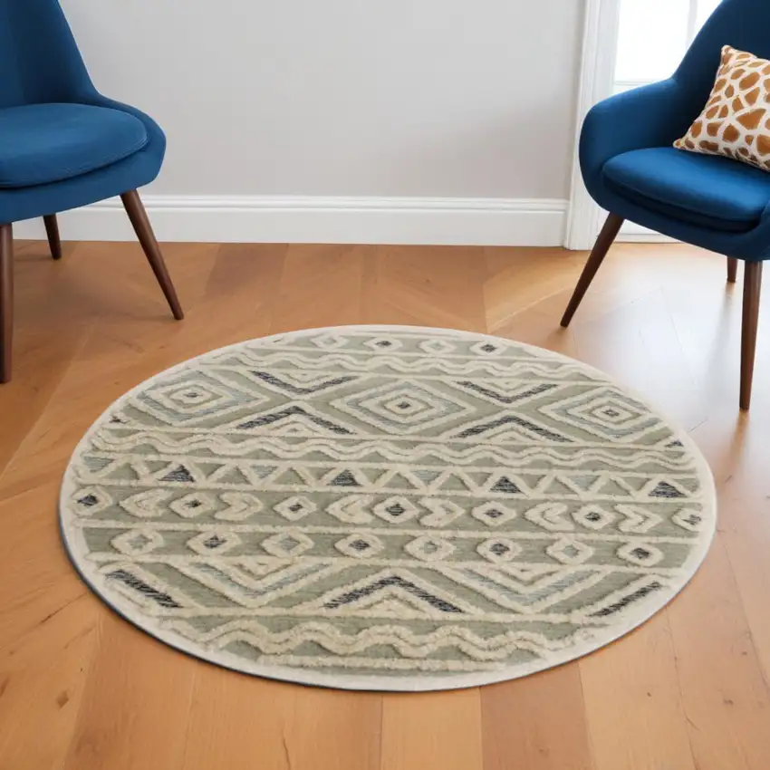 Cream Modern Geometric Area Rug Photo 1