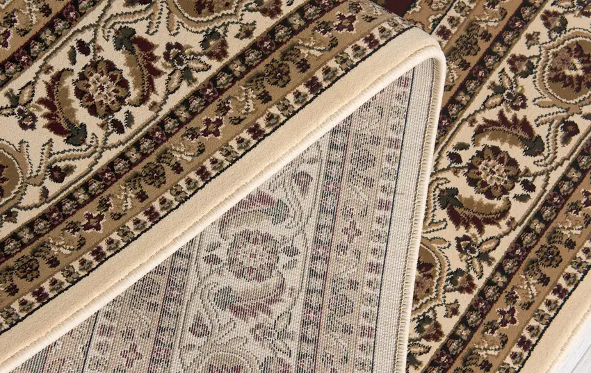 5' Round Cream Traditional Decorative Area Rug Photo 6