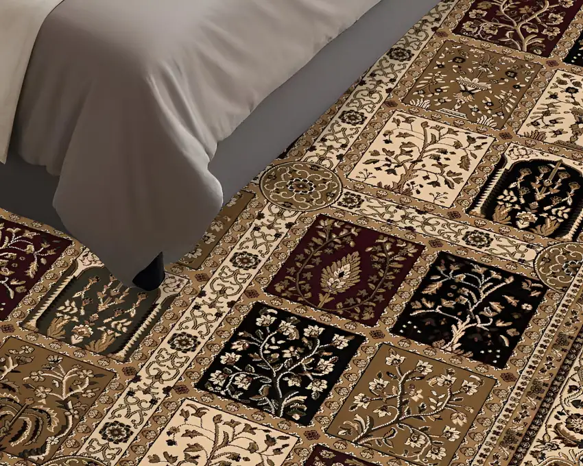 5' Cream Round Oriental Power Loom Area Rug Photo 1