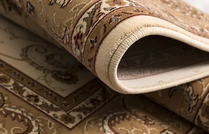 5' Round Cream and Tan Ornate Border Area Rug Photo 10