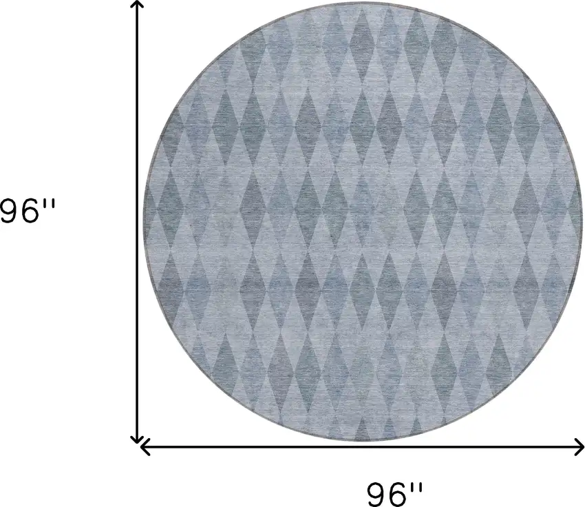 Denim Blue Round Geometric Washable Non Skid Indoor Outdoor Area Rug Photo 3