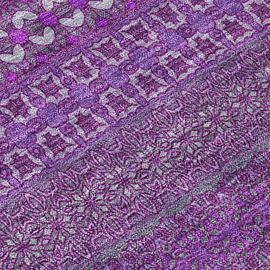 Eggplant Round Striped Washable Non Skid Indoor Outdoor Area Rug Photo 9