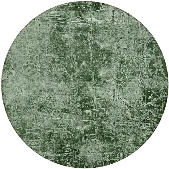 Emerald Round Abstract Washable Non Skid Indoor Outdoor Area Rug Photo 2