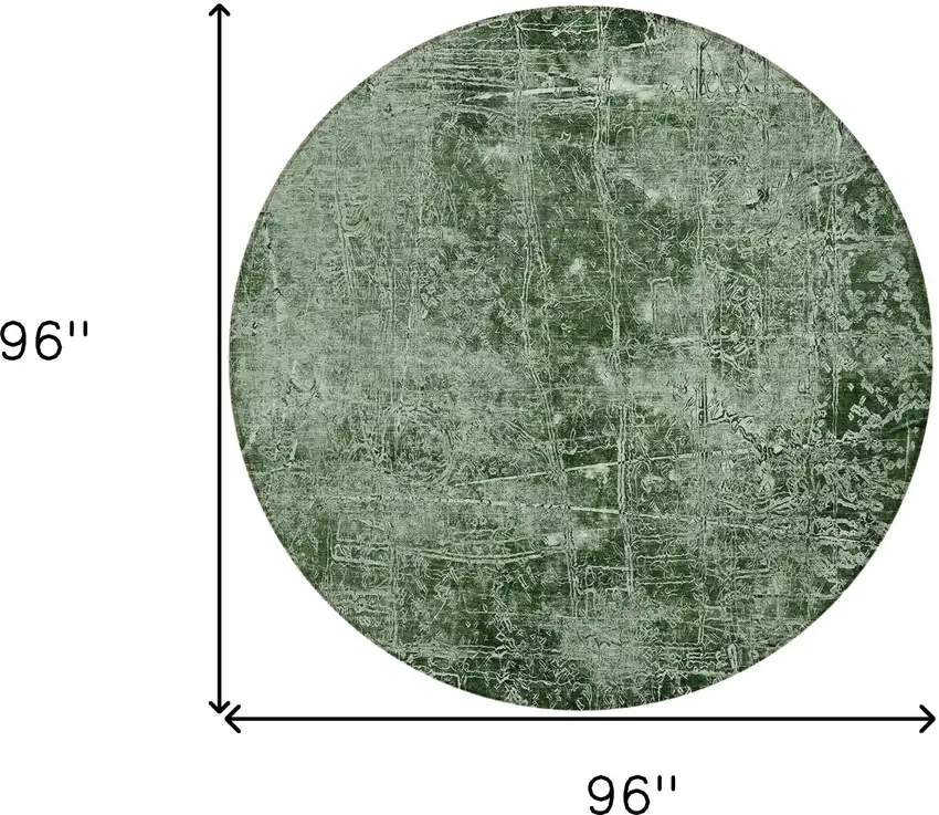 8' Round Emerald Round Abstract Washable Non Skid Indoor Outdoor Area Rug Photo 3
