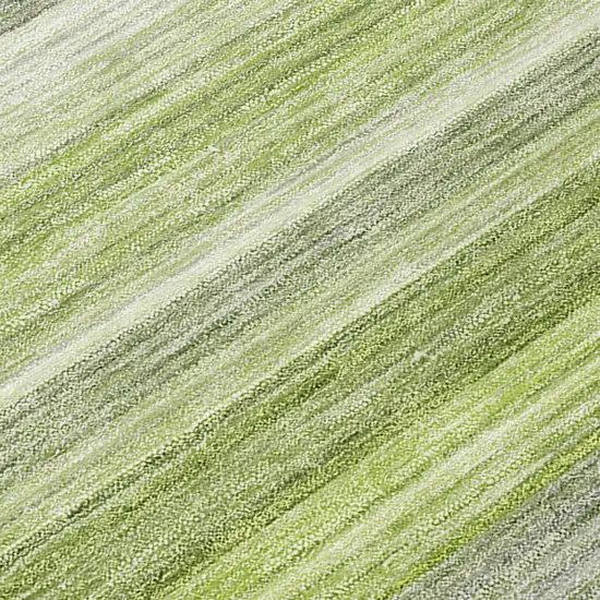Fern Green Round Striped Washable Non Skid Indoor Outdoor Area Rug Photo 8