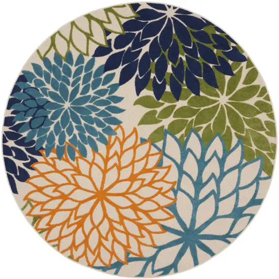 10' Blue And Green Round Indoor Outdoor Area Rug Photo 1