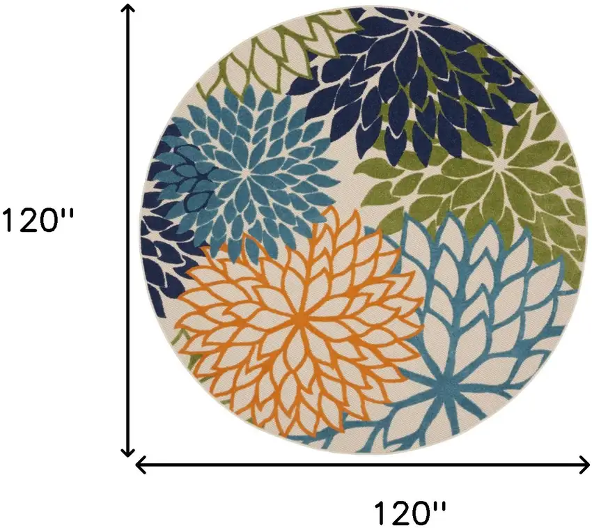 10' Round Floral Power Loom Area Rug Photo 9