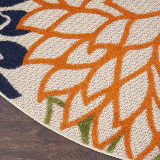 10' Blue And Green Round Indoor Outdoor Area Rug Photo 8