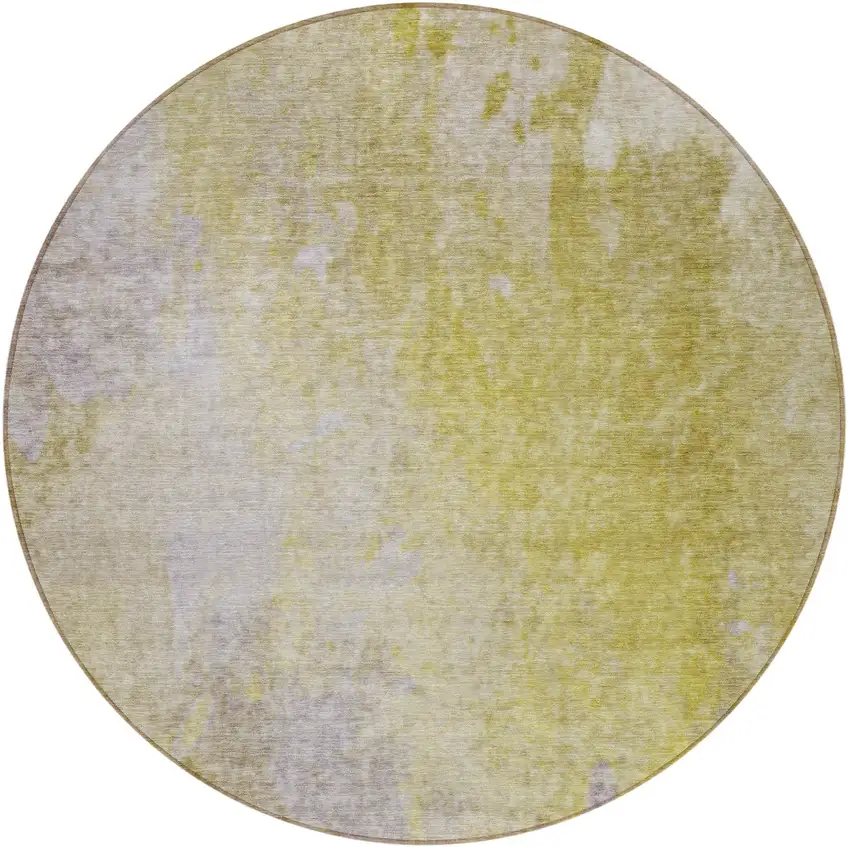 8' Round Gold Beige and Purple Round Abstract Washable Non Skid Indoor Outdoor Area Rug Photo 4