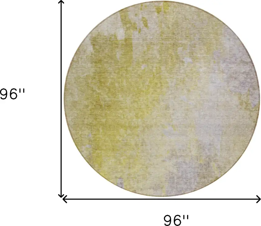 8' Round Gold Beige and Purple Round Abstract Washable Non Skid Indoor Outdoor Area Rug Photo 3