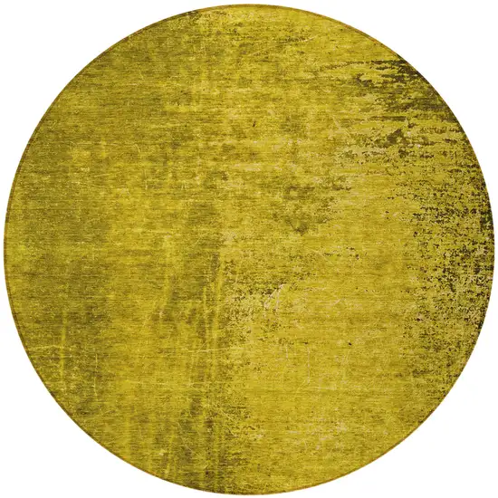 Gold Round Abstract Washable Non Skid Indoor Outdoor Area Rug Photo 5