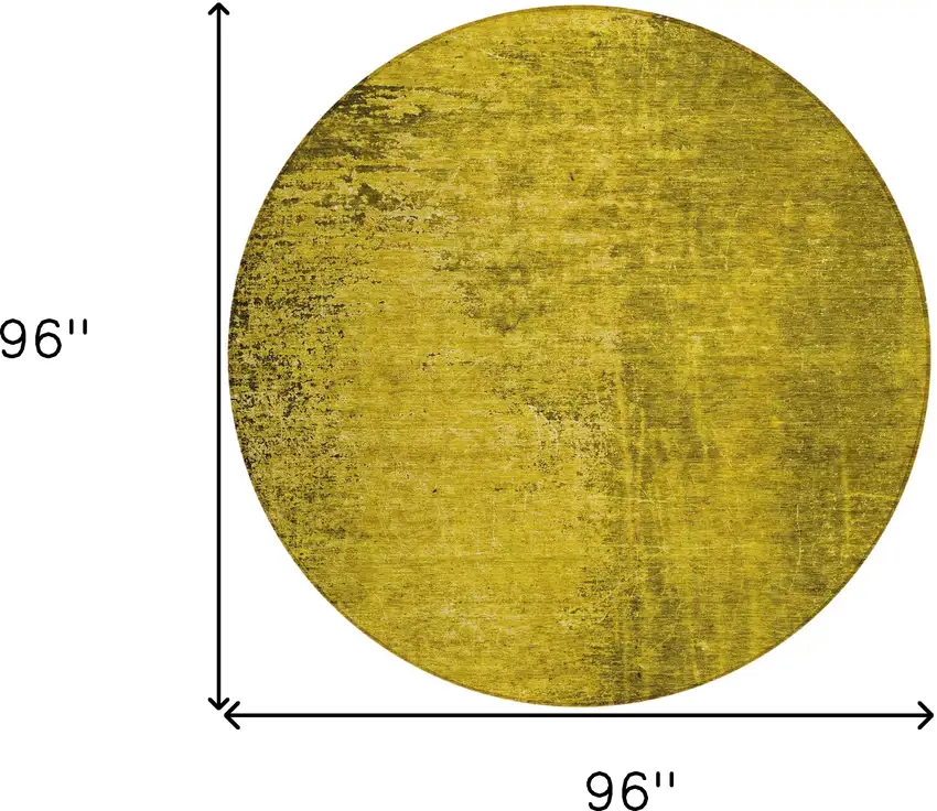 8' Round Gold Round Abstract Washable Non Skid Indoor Outdoor Area Rug Photo 3