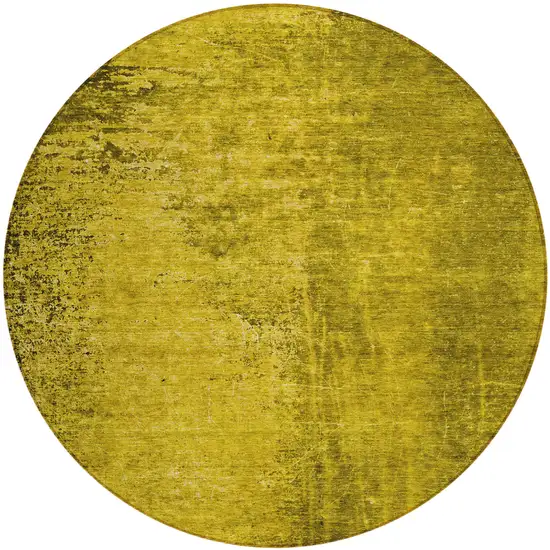 Gold Round Abstract Washable Non Skid Indoor Outdoor Area Rug Photo 2