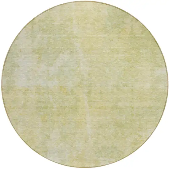 8' Round Gold Round Abstract Washable Non Skid Indoor Outdoor Area Rug Photo 2