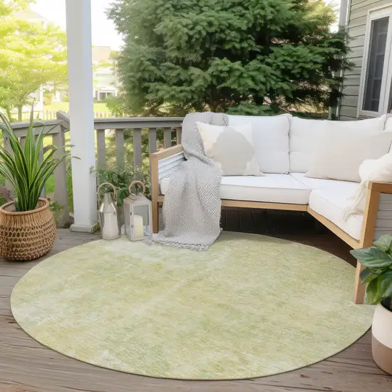 Gold Round Abstract Washable Non Skid Indoor Outdoor Area Rug Photo 8