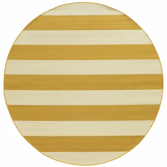 8' Round Gold Round Geometric Stain Resistant Indoor Outdoor Area Rug Photo 1