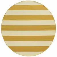 Photo of 8' Round Gold Round Geometric Stain Resistant Indoor Outdoor Area Rug
