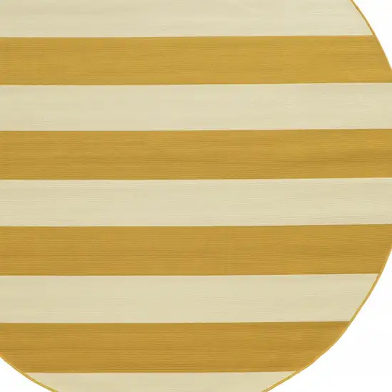8' Round Gold Round Geometric Stain Resistant Indoor Outdoor Area Rug Photo 3