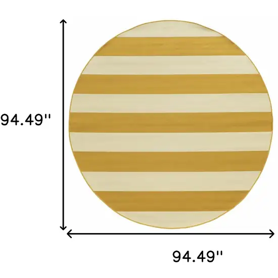 8' Round Gold Round Geometric Stain Resistant Indoor Outdoor Area Rug Photo 4