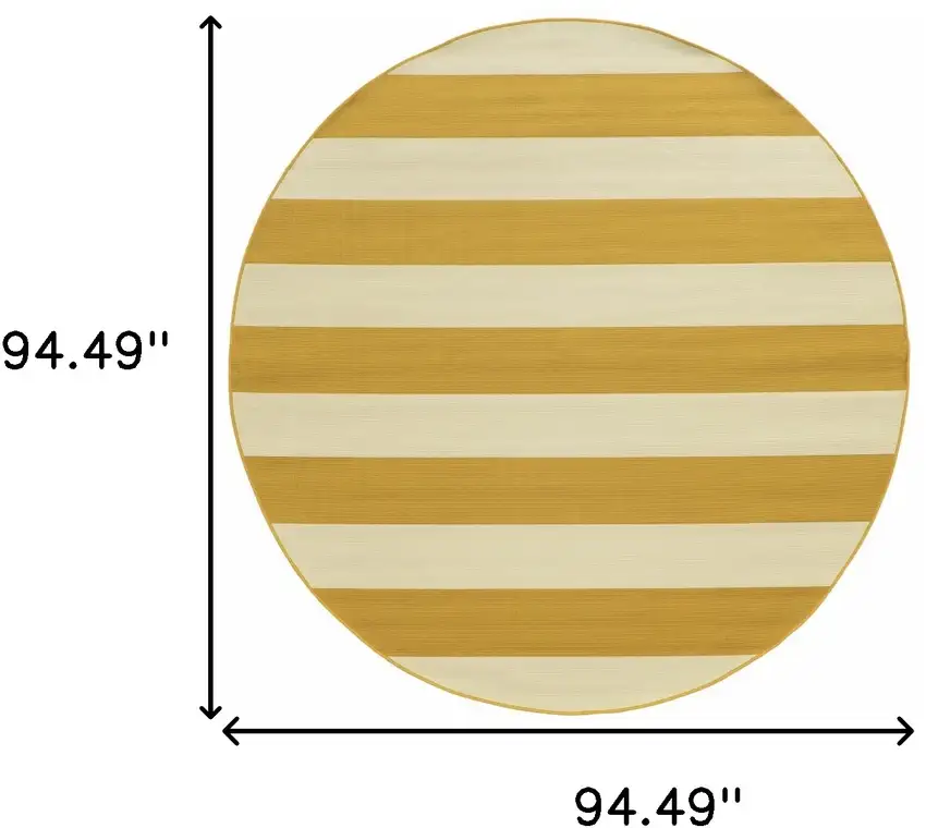 8' Round Gold Round Geometric Stain Resistant Indoor Outdoor Area Rug Photo 4