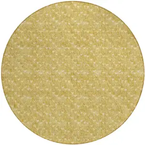 Photo of 8' Round Gold Round Geometric Washable Non Skid Indoor Outdoor Area Rug