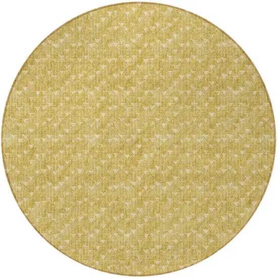 Gold Round Geometric Washable Non Skid Indoor Outdoor Area Rug Photo 5