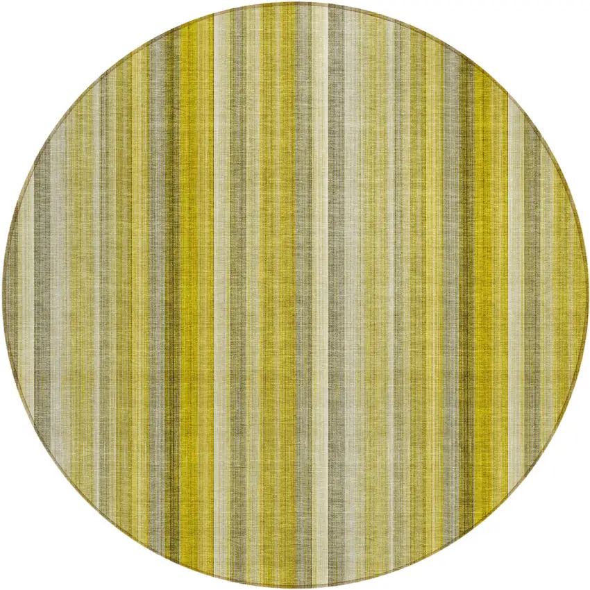Gold Round Striped Washable Non Skid Indoor Outdoor Area Rug Photo 2