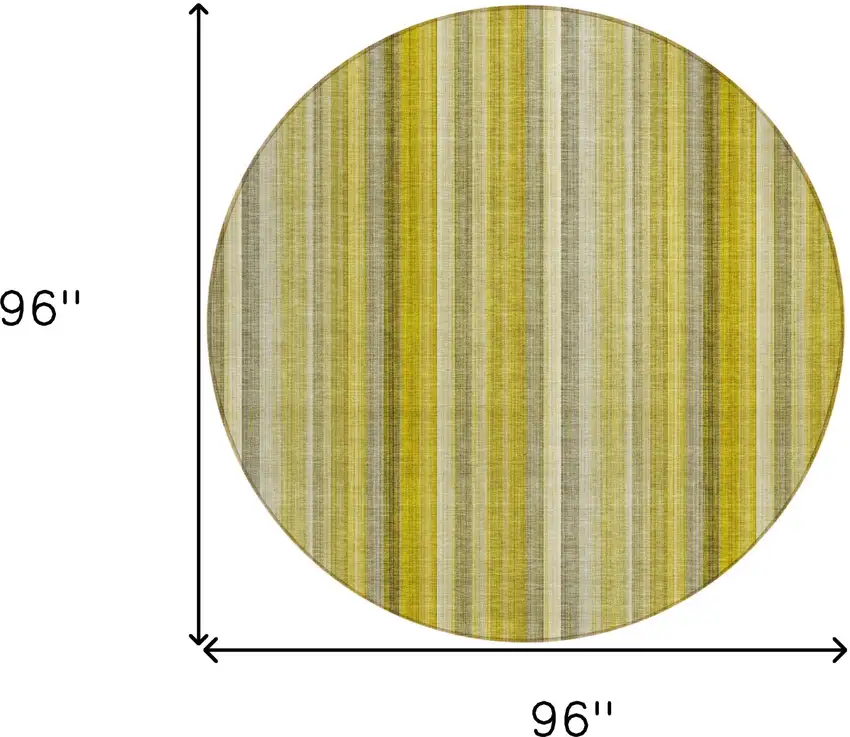 Gold Round Striped Washable Non Skid Indoor Outdoor Area Rug Photo 3