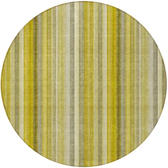 Gold Round Striped Washable Non Skid Indoor Outdoor Area Rug Photo 4
