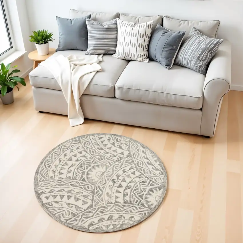 Gray Decorative Waves Area Rug Photo 2