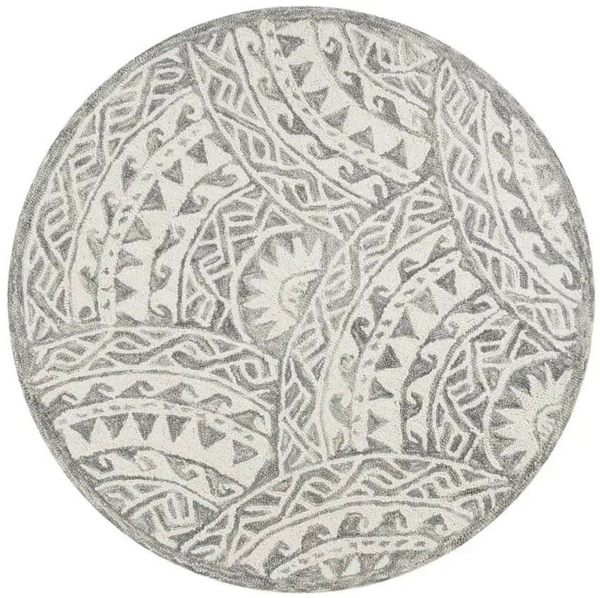 Gray Decorative Waves Area Rug Photo 3